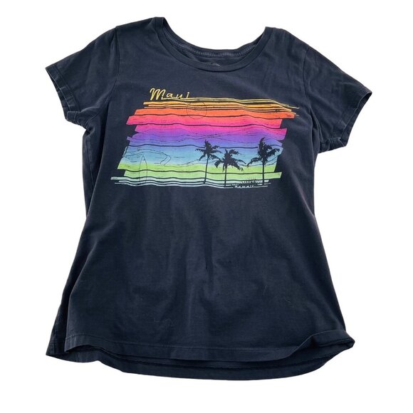 Crazy Shirts Tops - Crazy Shirts Women's Maui Tee S Black Rainbow Palm Trees Design 100% Pima Cotton